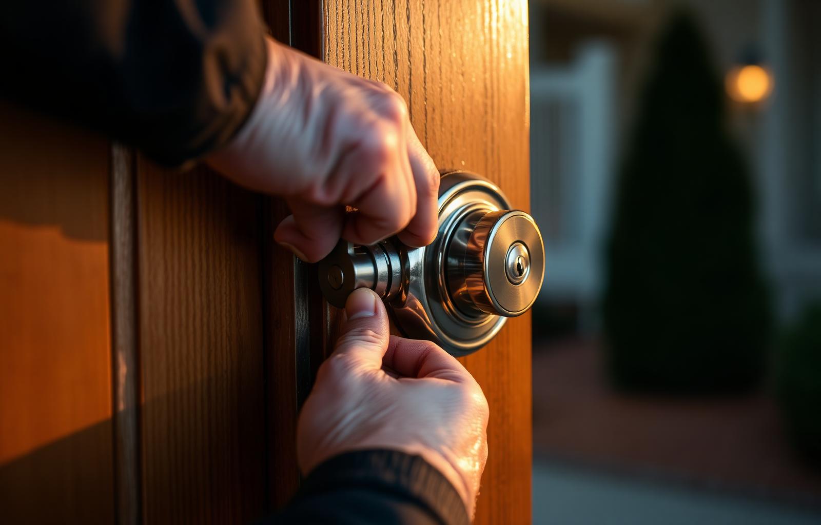 Professional locksmith in Youngsville, NC working on a residential deadbolt
